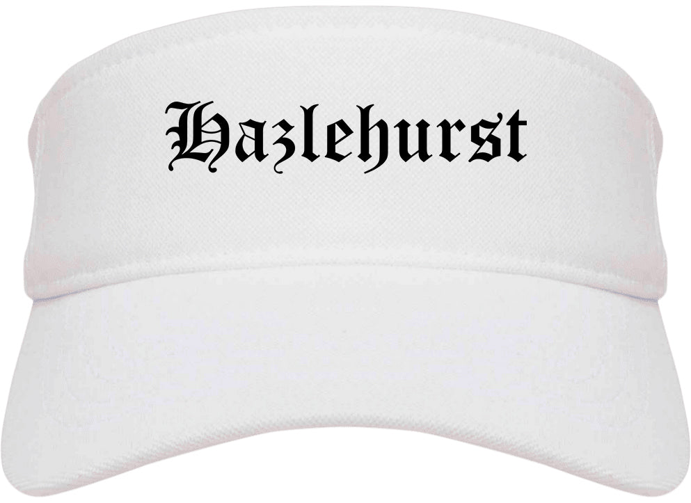 Hazlehurst Mississippi MS Old English Mens Visor Cap Hat White