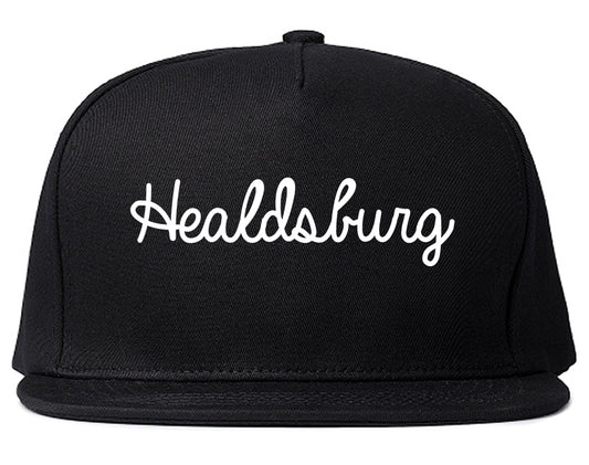 Healdsburg California CA Script Mens Snapback Hat Black