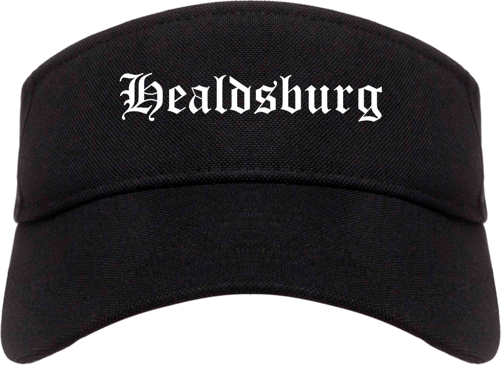Healdsburg California CA Old English Mens Visor Cap Hat Black