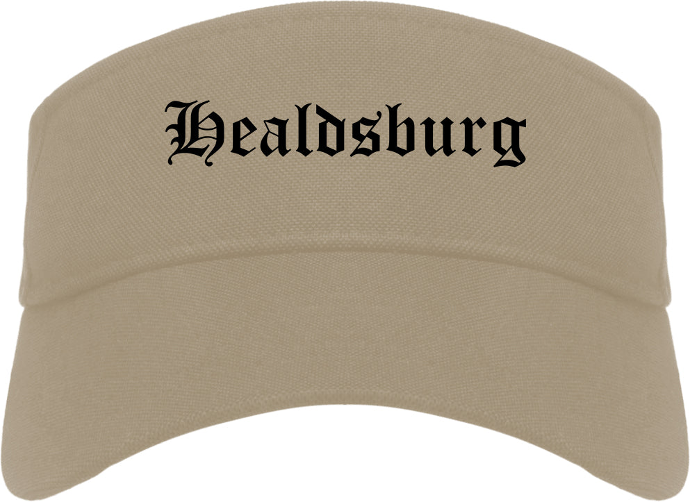 Healdsburg California CA Old English Mens Visor Cap Hat Khaki