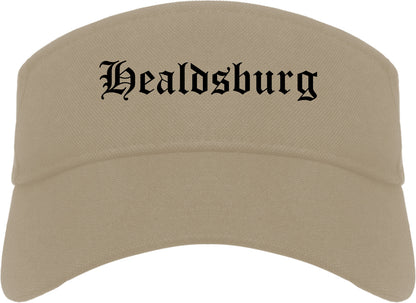 Healdsburg California CA Old English Mens Visor Cap Hat Khaki