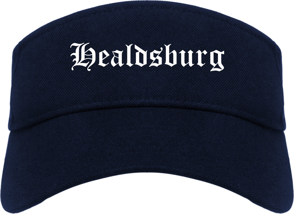 Healdsburg California CA Old English Mens Visor Cap Hat Navy Blue