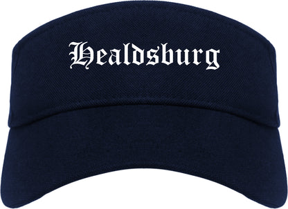 Healdsburg California CA Old English Mens Visor Cap Hat Navy Blue