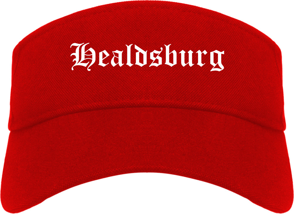Healdsburg California CA Old English Mens Visor Cap Hat Red