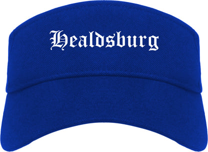 Healdsburg California CA Old English Mens Visor Cap Hat Royal Blue