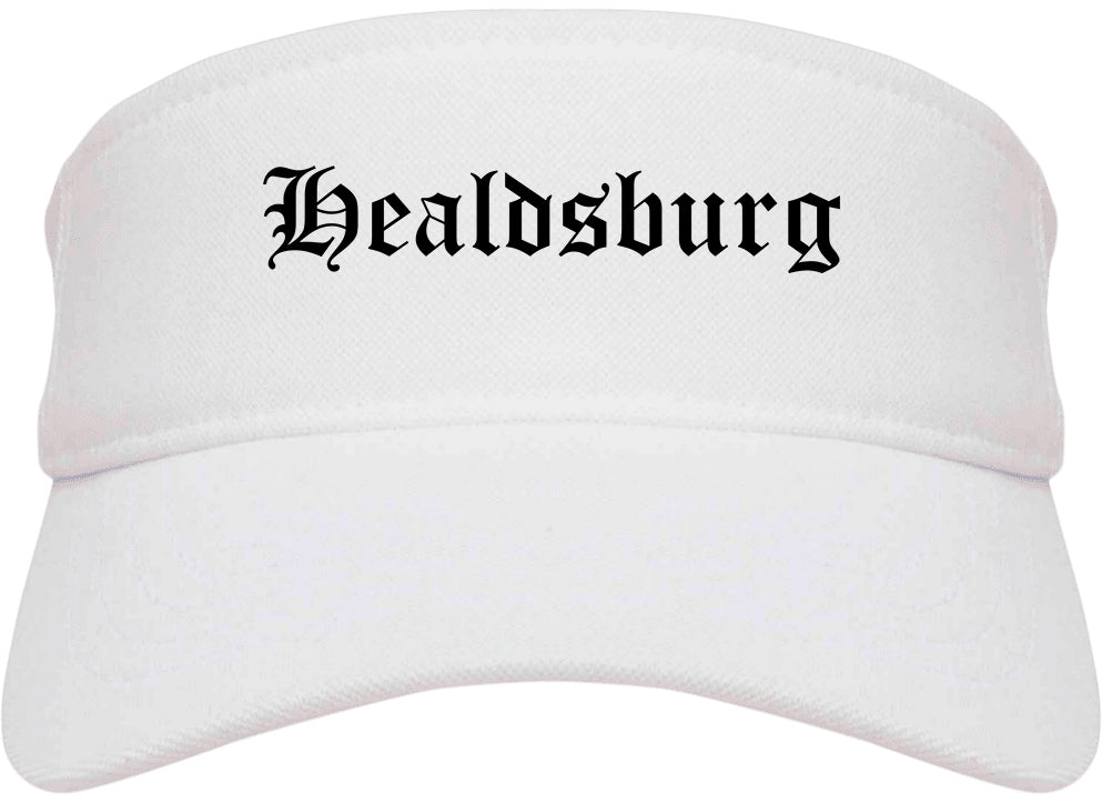 Healdsburg California CA Old English Mens Visor Cap Hat White