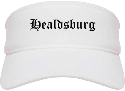 Healdsburg California CA Old English Mens Visor Cap Hat White