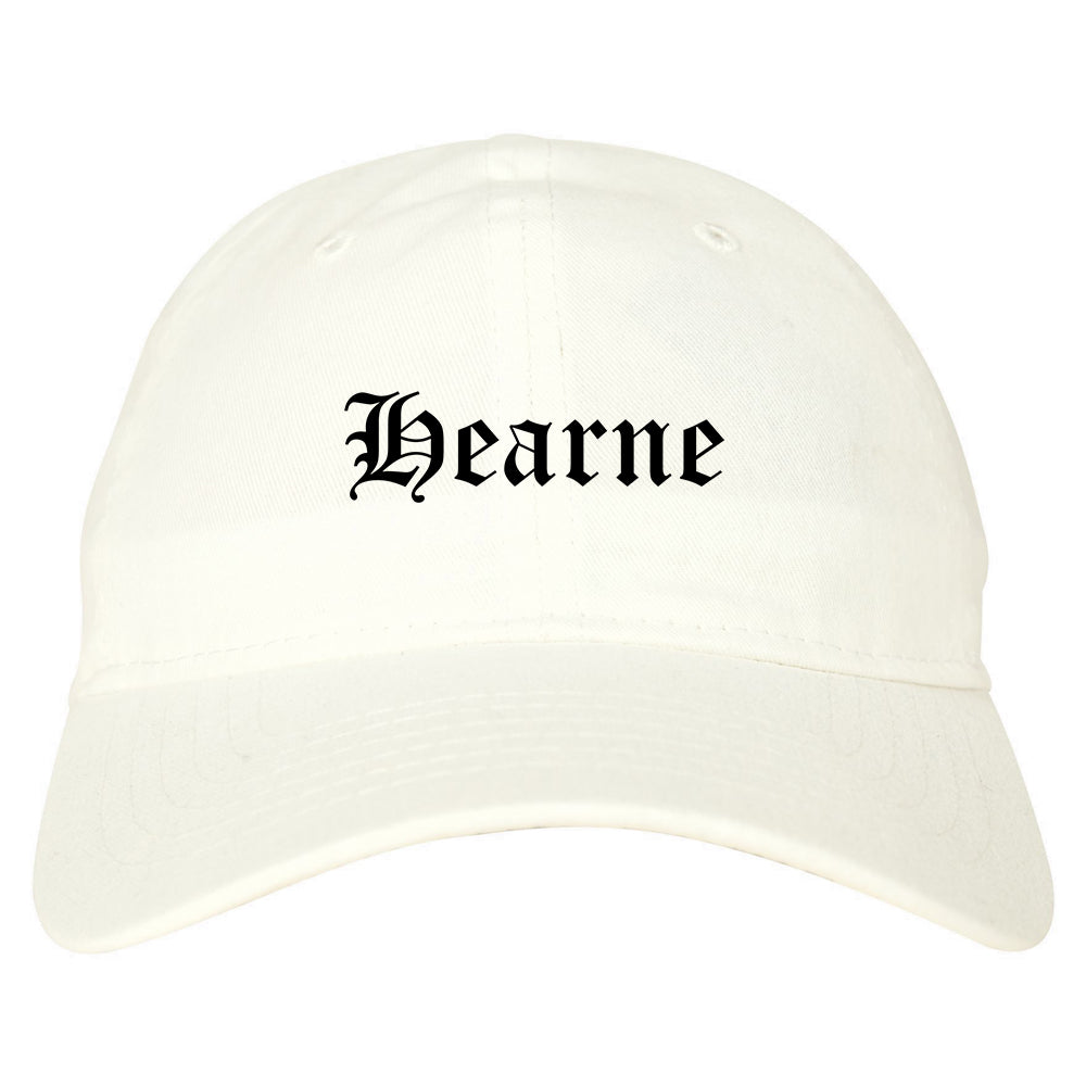 Hearne Texas TX Old English Mens Dad Hat Baseball Cap White