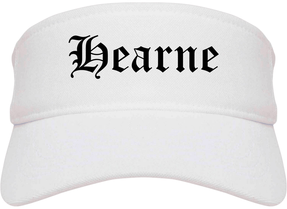 Hearne Texas TX Old English Mens Visor Cap Hat White