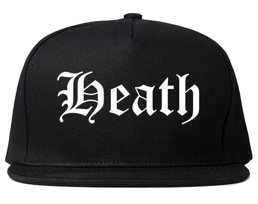 Heath Ohio OH Old English Mens Snapback Hat Black