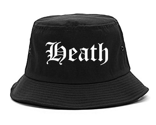 Heath Ohio OH Old English Mens Bucket Hat Black