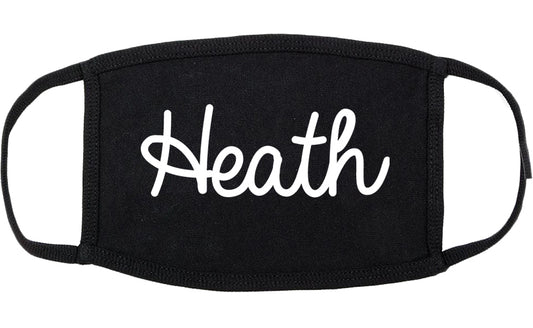 Heath Ohio OH Script Cotton Face Mask Black