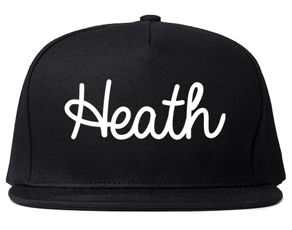 Heath Ohio OH Script Mens Snapback Hat Black