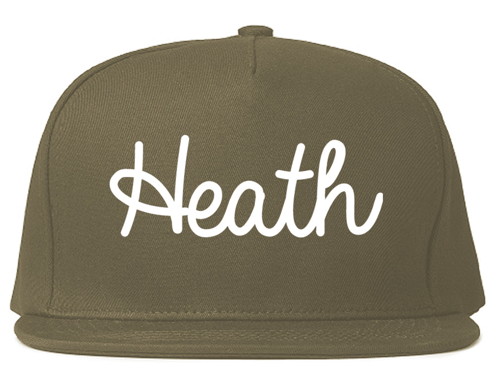 Heath Ohio OH Script Mens Snapback Hat Grey