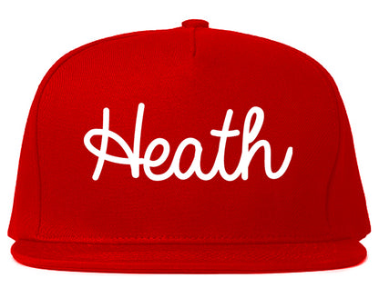 Heath Ohio OH Script Mens Snapback Hat Red