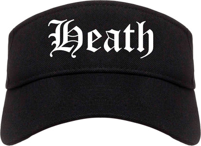 Heath Ohio OH Old English Mens Visor Cap Hat Black