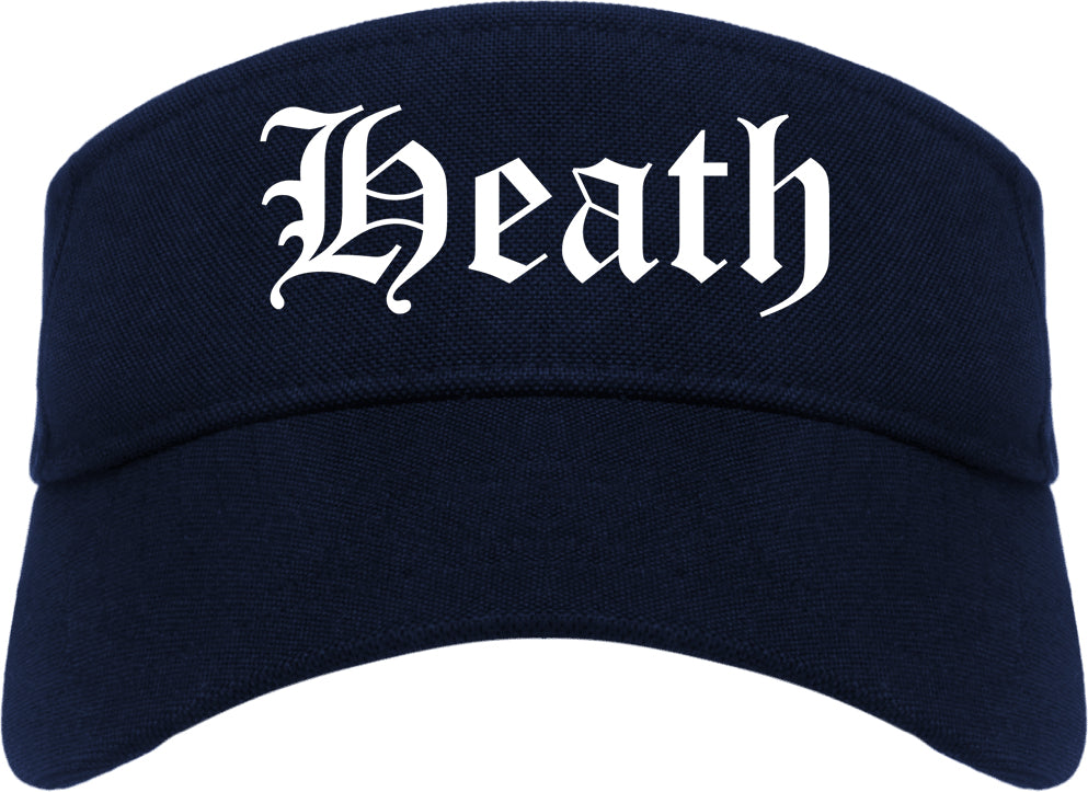 Heath Ohio OH Old English Mens Visor Cap Hat Navy Blue