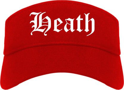 Heath Ohio OH Old English Mens Visor Cap Hat Red