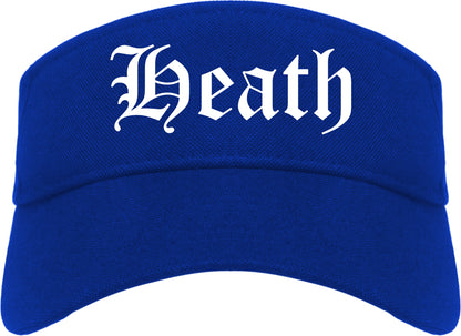 Heath Ohio OH Old English Mens Visor Cap Hat Royal Blue