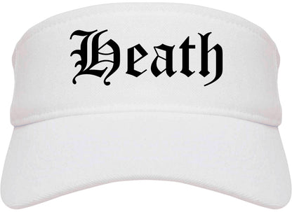 Heath Ohio OH Old English Mens Visor Cap Hat White