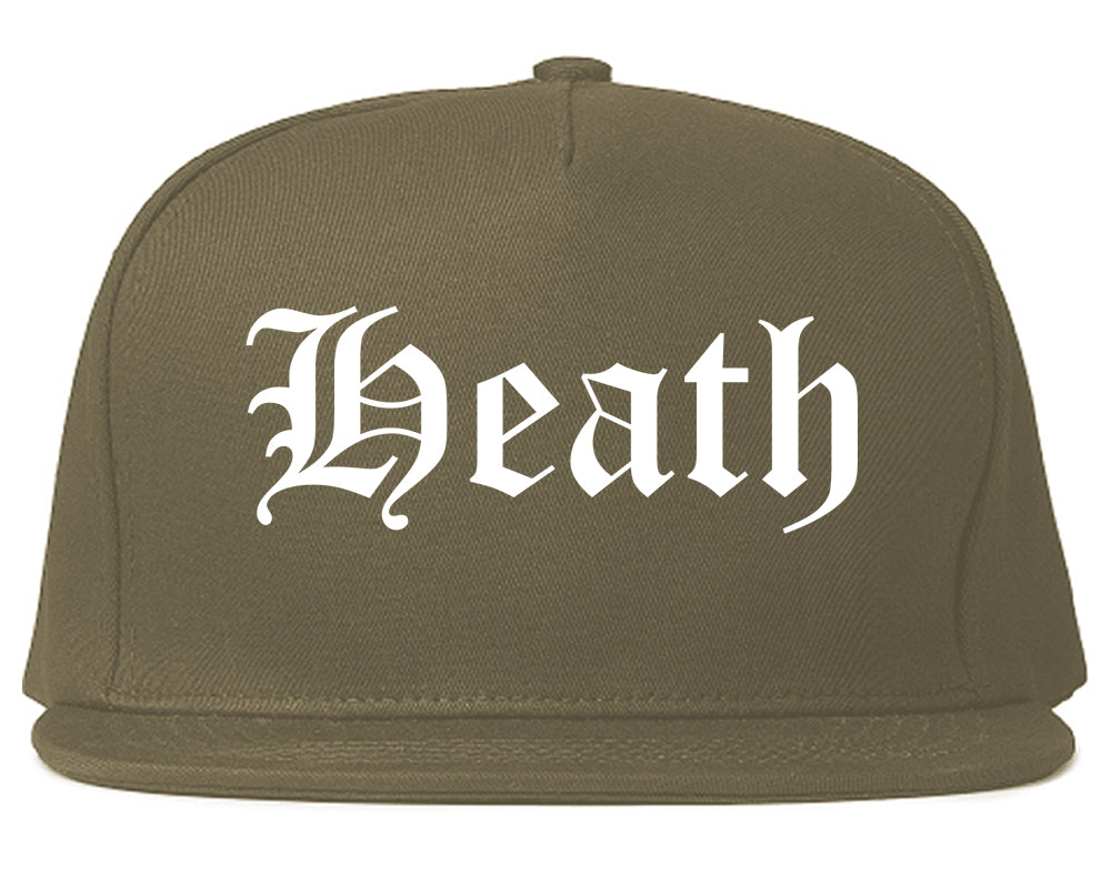 Heath Texas TX Old English Mens Snapback Hat Grey