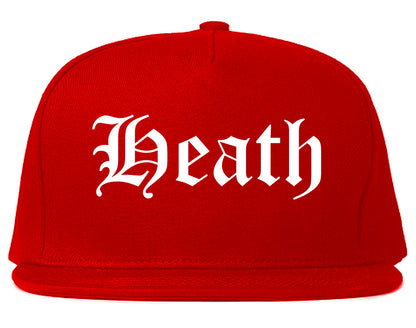 Heath Texas TX Old English Mens Snapback Hat Red