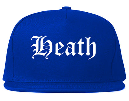 Heath Texas TX Old English Mens Snapback Hat Royal Blue