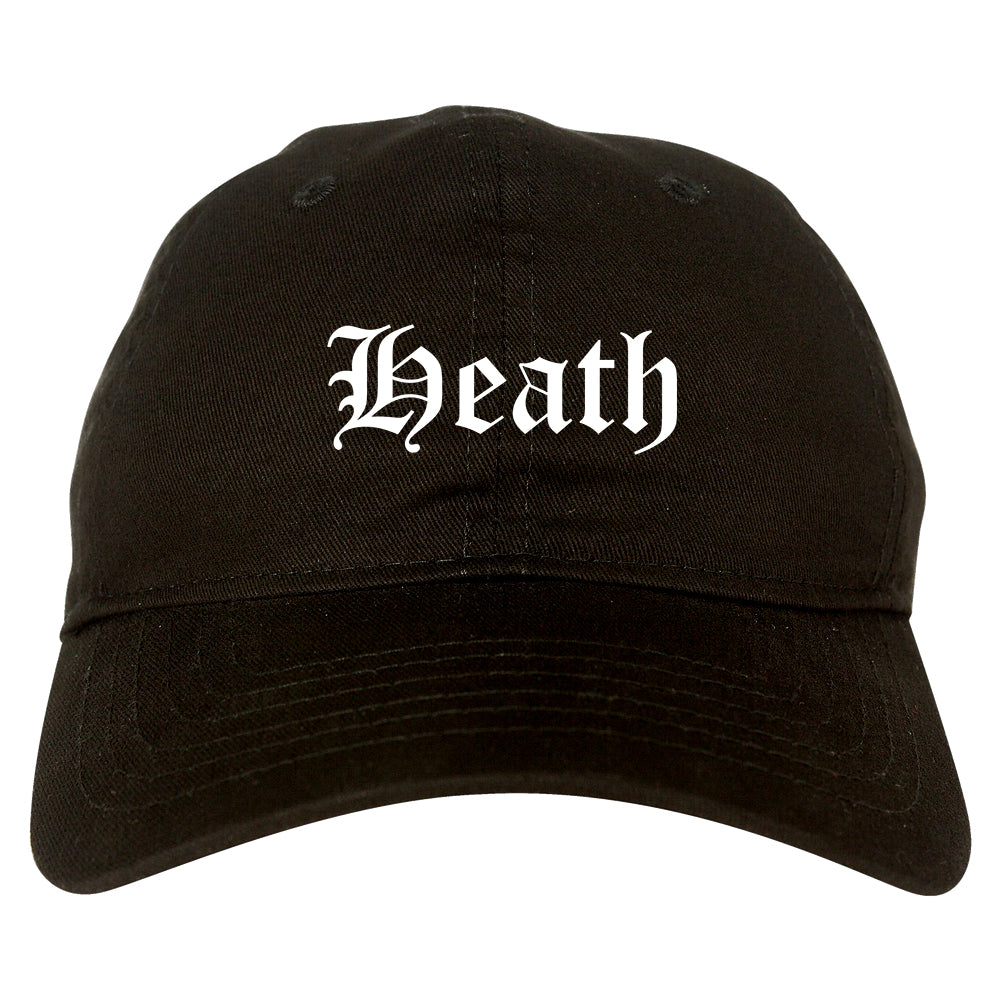 Heath Texas TX Old English Mens Dad Hat Baseball Cap Black