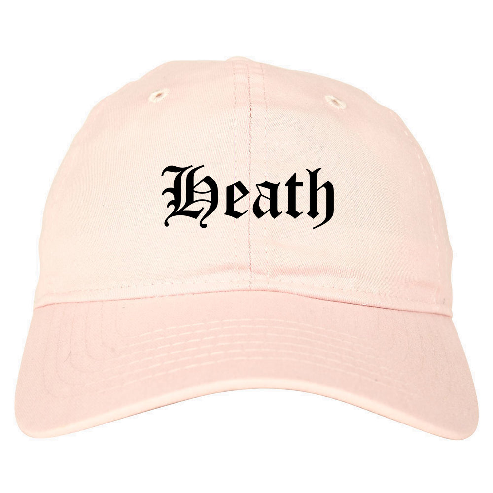 Heath Texas TX Old English Mens Dad Hat Baseball Cap Pink