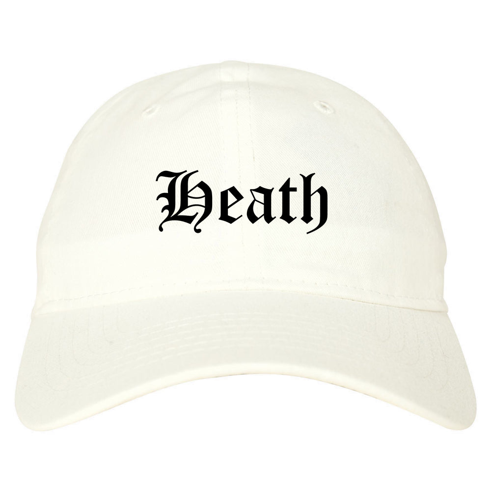 Heath Texas TX Old English Mens Dad Hat Baseball Cap White