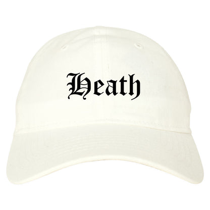 Heath Texas TX Old English Mens Dad Hat Baseball Cap White