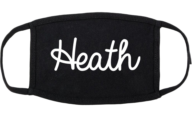 Heath Texas TX Script Cotton Face Mask Black