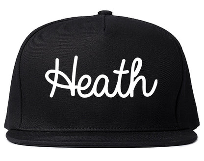 Heath Texas TX Script Mens Snapback Hat Black