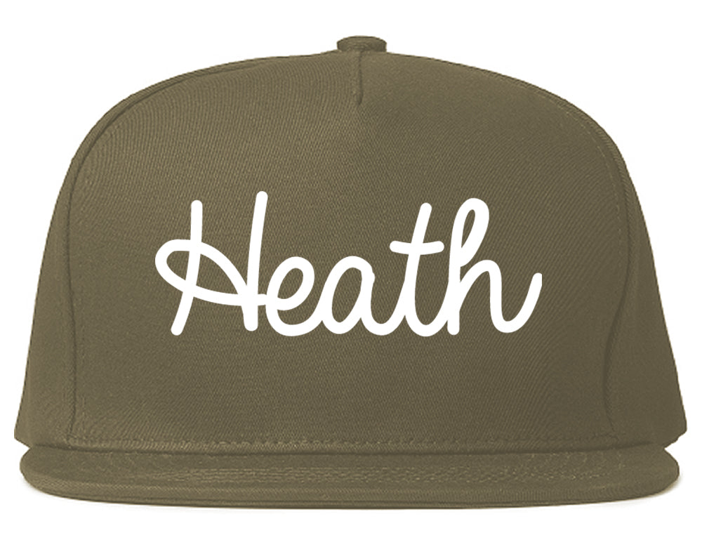 Heath Texas TX Script Mens Snapback Hat Grey