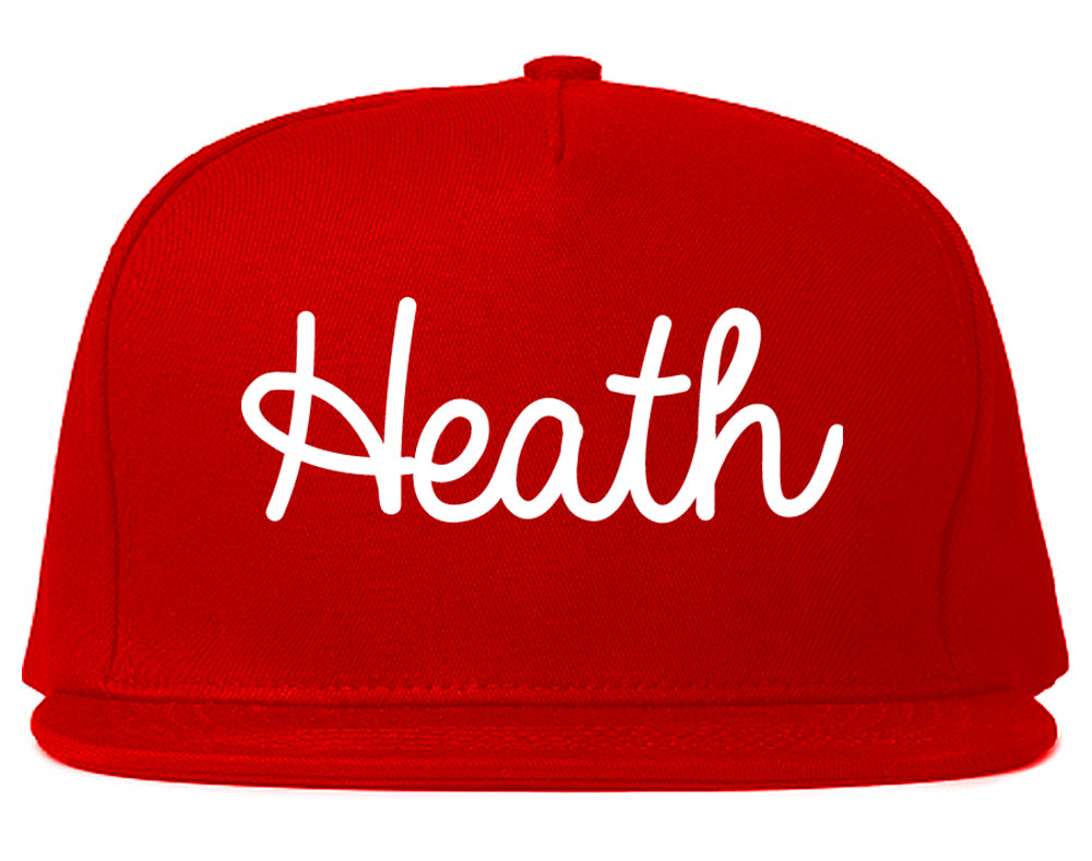 Heath Texas TX Script Mens Snapback Hat Red