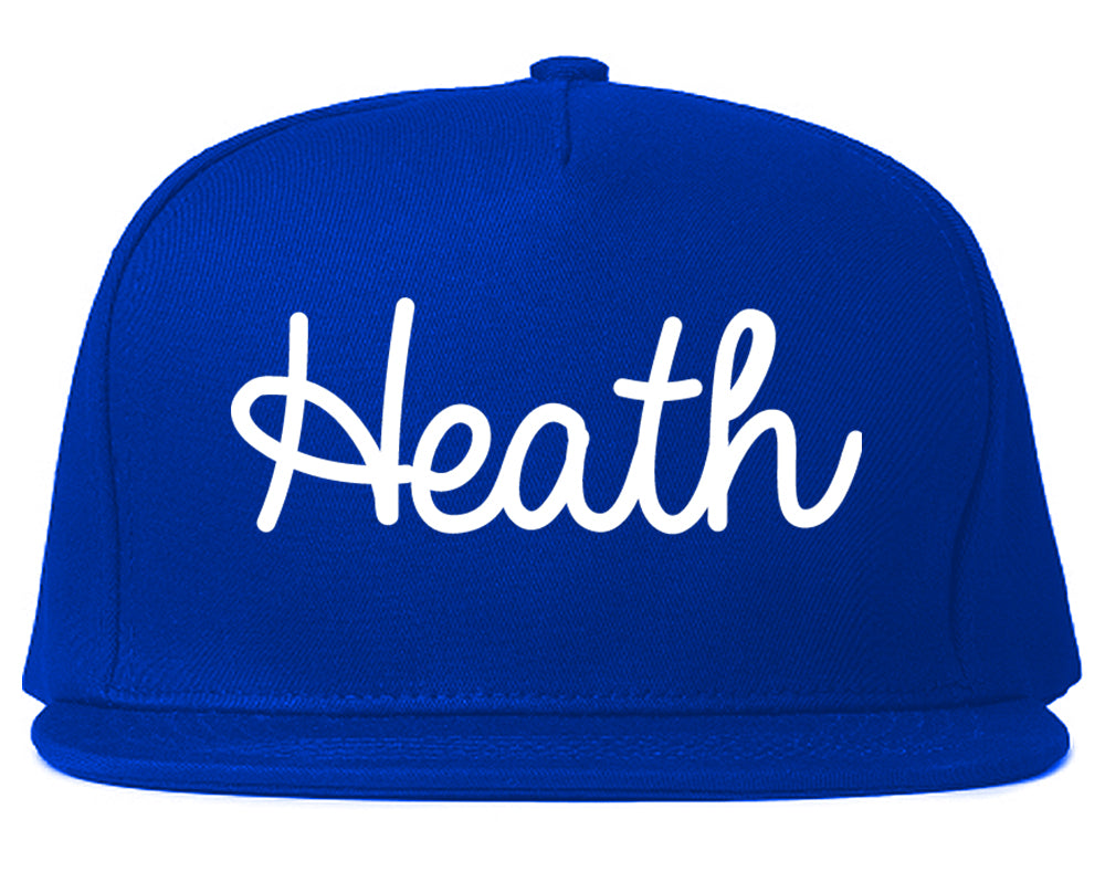 Heath Texas TX Script Mens Snapback Hat Royal Blue