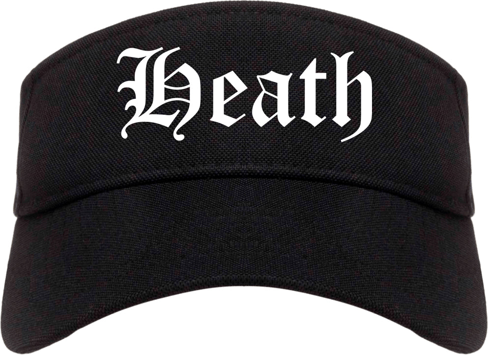 Heath Texas TX Old English Mens Visor Cap Hat Black