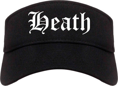 Heath Texas TX Old English Mens Visor Cap Hat Black