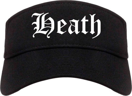 Heath Texas TX Old English Mens Visor Cap Hat Black