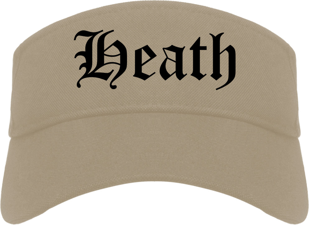 Heath Texas TX Old English Mens Visor Cap Hat Khaki