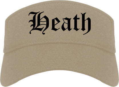 Heath Texas TX Old English Mens Visor Cap Hat Khaki
