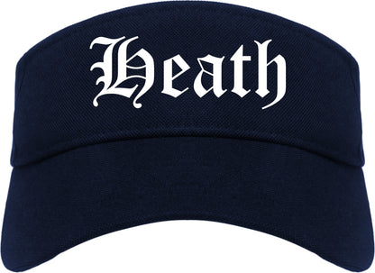 Heath Texas TX Old English Mens Visor Cap Hat Navy Blue