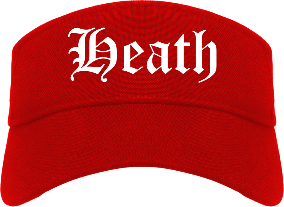 Heath Texas TX Old English Mens Visor Cap Hat Red