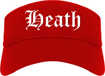Heath Texas TX Old English Mens Visor Cap Hat Red