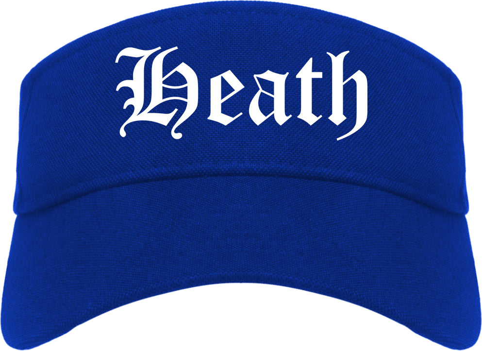 Heath Texas TX Old English Mens Visor Cap Hat Royal Blue
