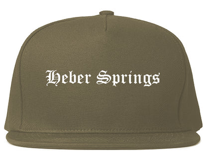 Heber Springs Arkansas AR Old English Mens Snapback Hat Grey
