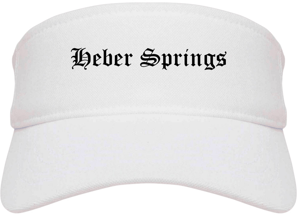 Heber Springs Arkansas AR Old English Mens Visor Cap Hat White