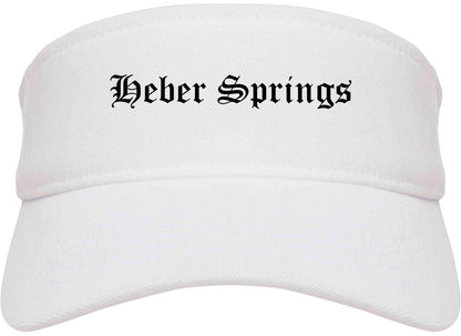 Heber Springs Arkansas AR Old English Mens Visor Cap Hat White