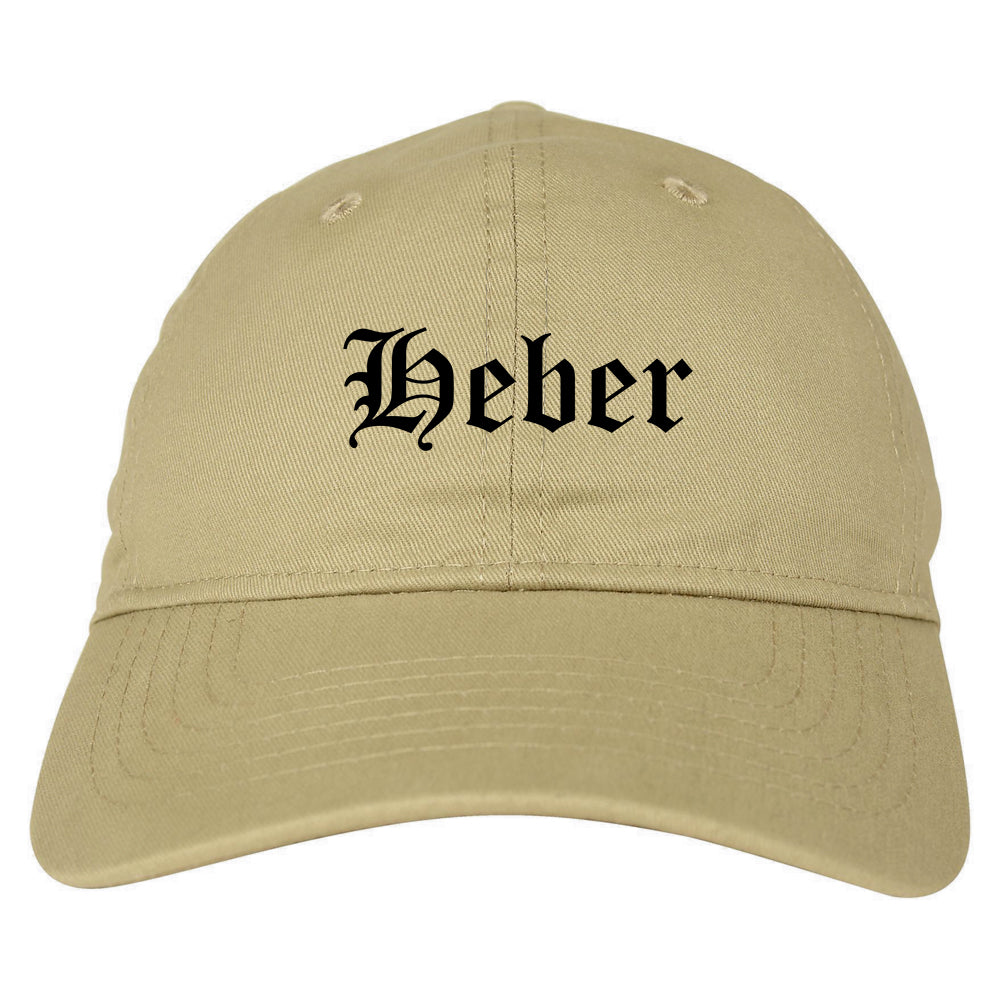 Heber Utah UT Old English Mens Dad Hat Baseball Cap Tan