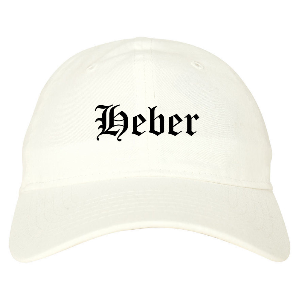 Heber Utah UT Old English Mens Dad Hat Baseball Cap White